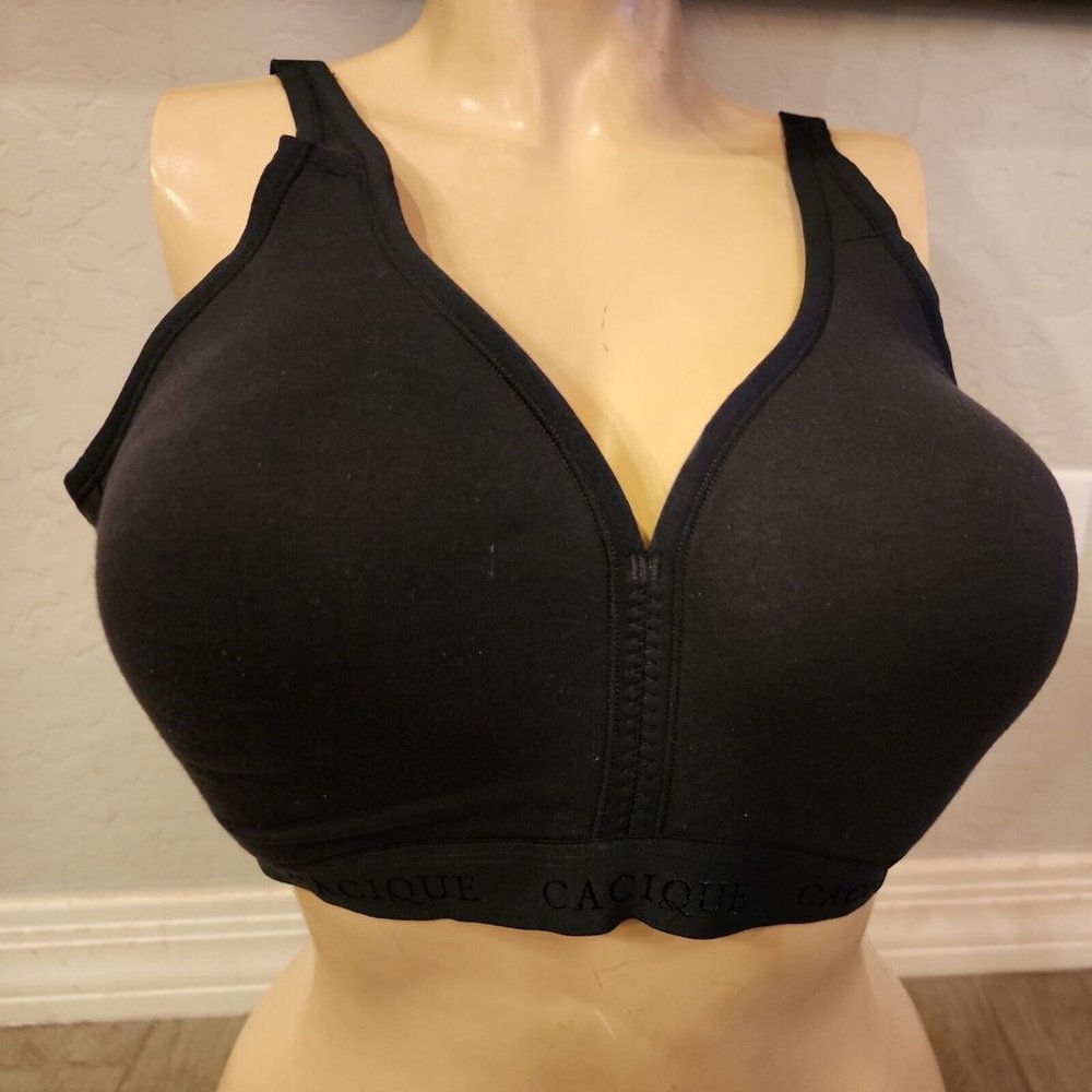 Cacique Bra 42C Black Lightly Lined No Wire